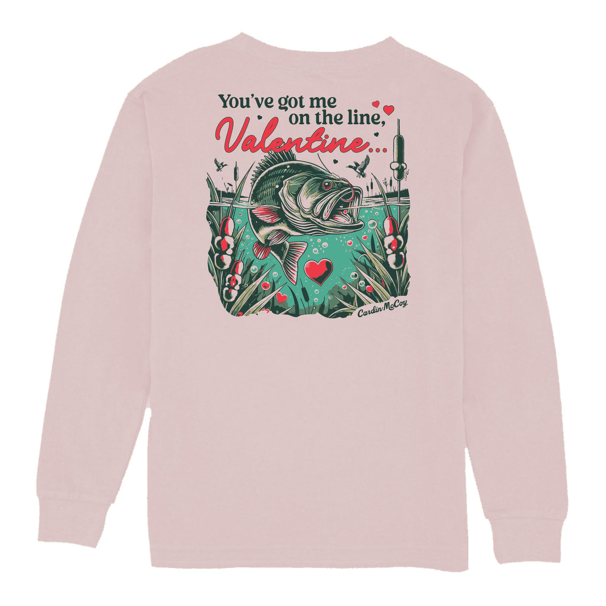 Kids' You've Got Me On The Line Long-Sleeve Tee Long Sleeve T-Shirt Cardin McCoy Light Pink XXS (2/3) Pocket