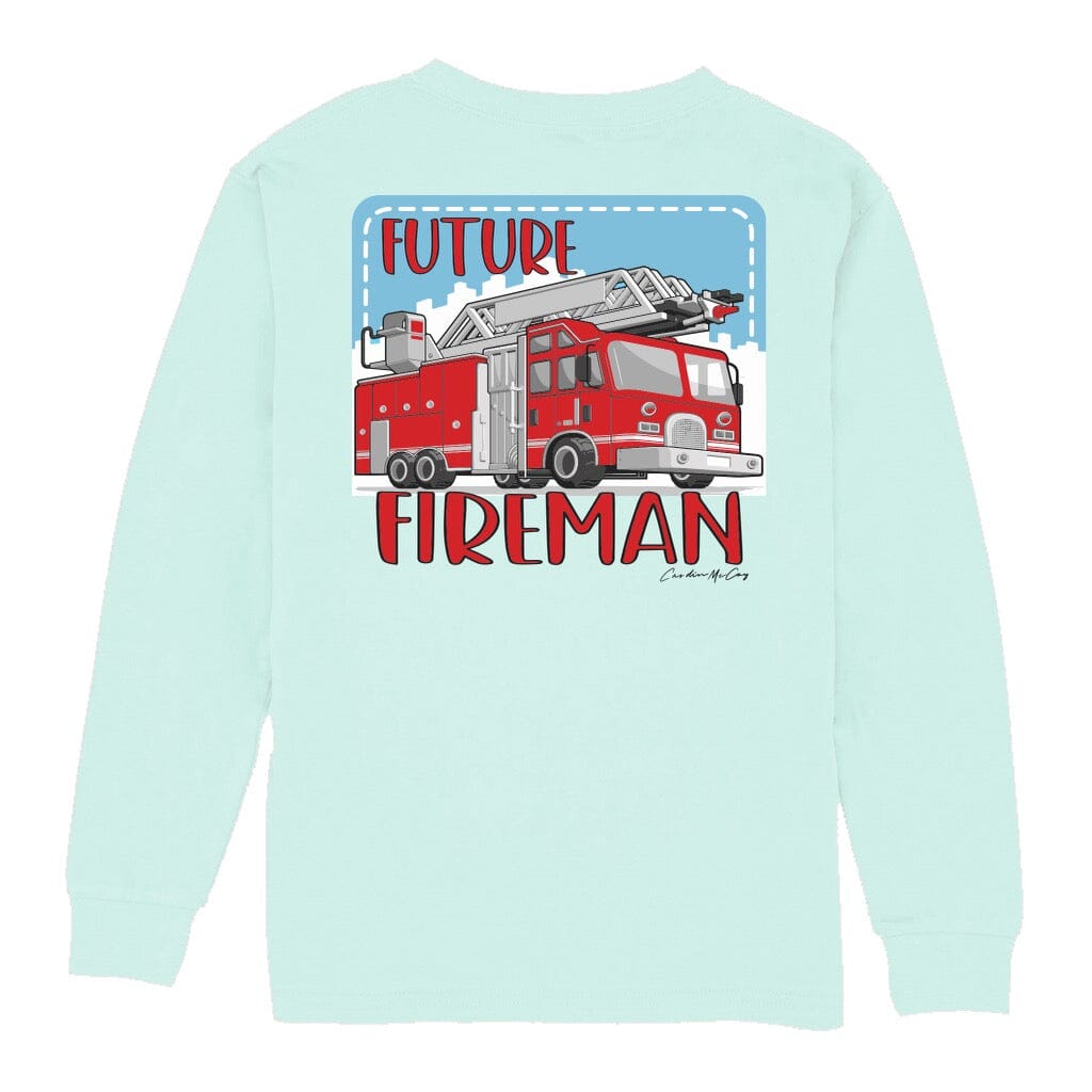 Kids' Future Fireman Long Sleeve Pocket Tee Long Sleeve T-Shirt Cardin McCoy Blue Mint XXS (2/3) 