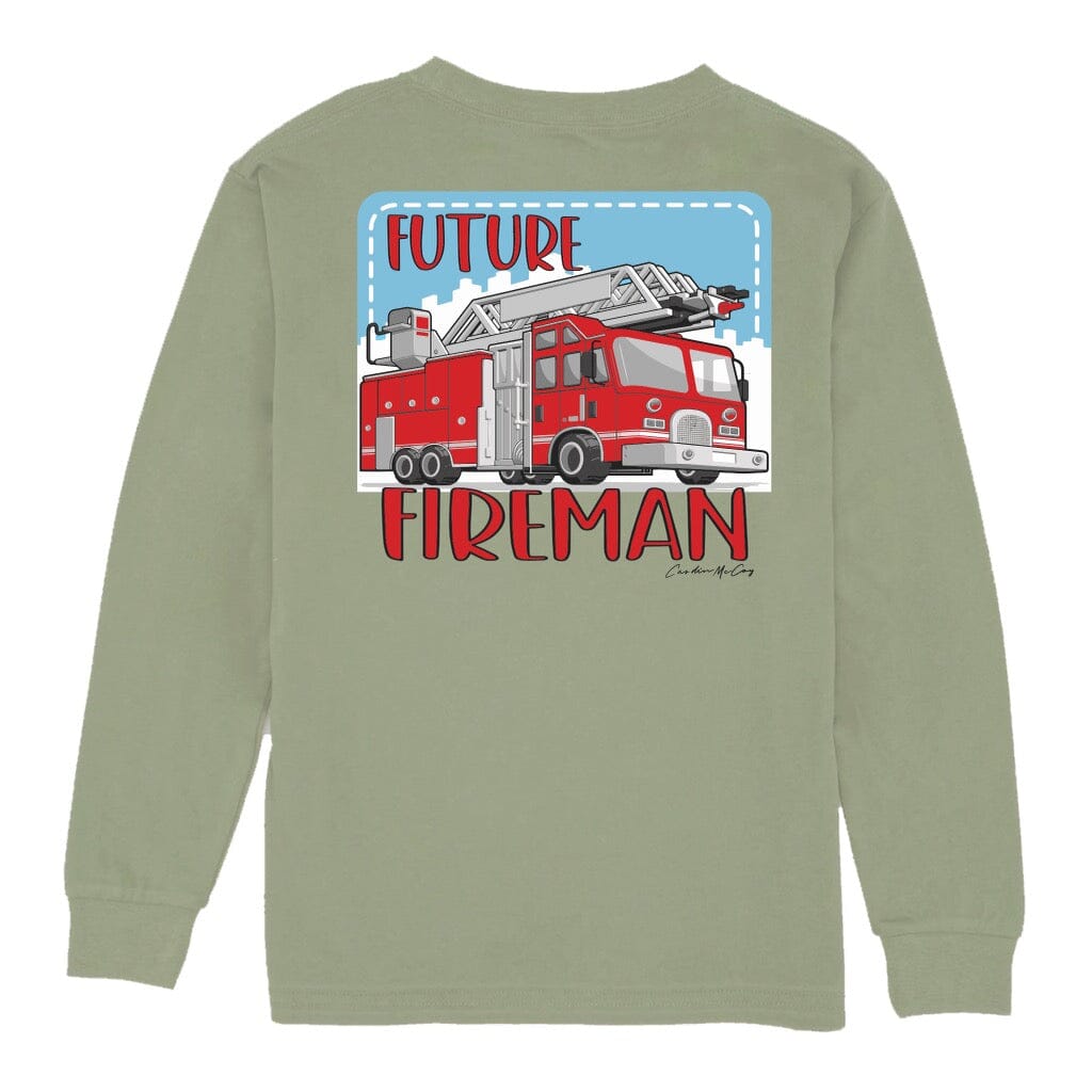Kids' Future Fireman Long Sleeve Pocket Tee Long Sleeve T-Shirt Cardin McCoy Light Olive XXS (2/3) 