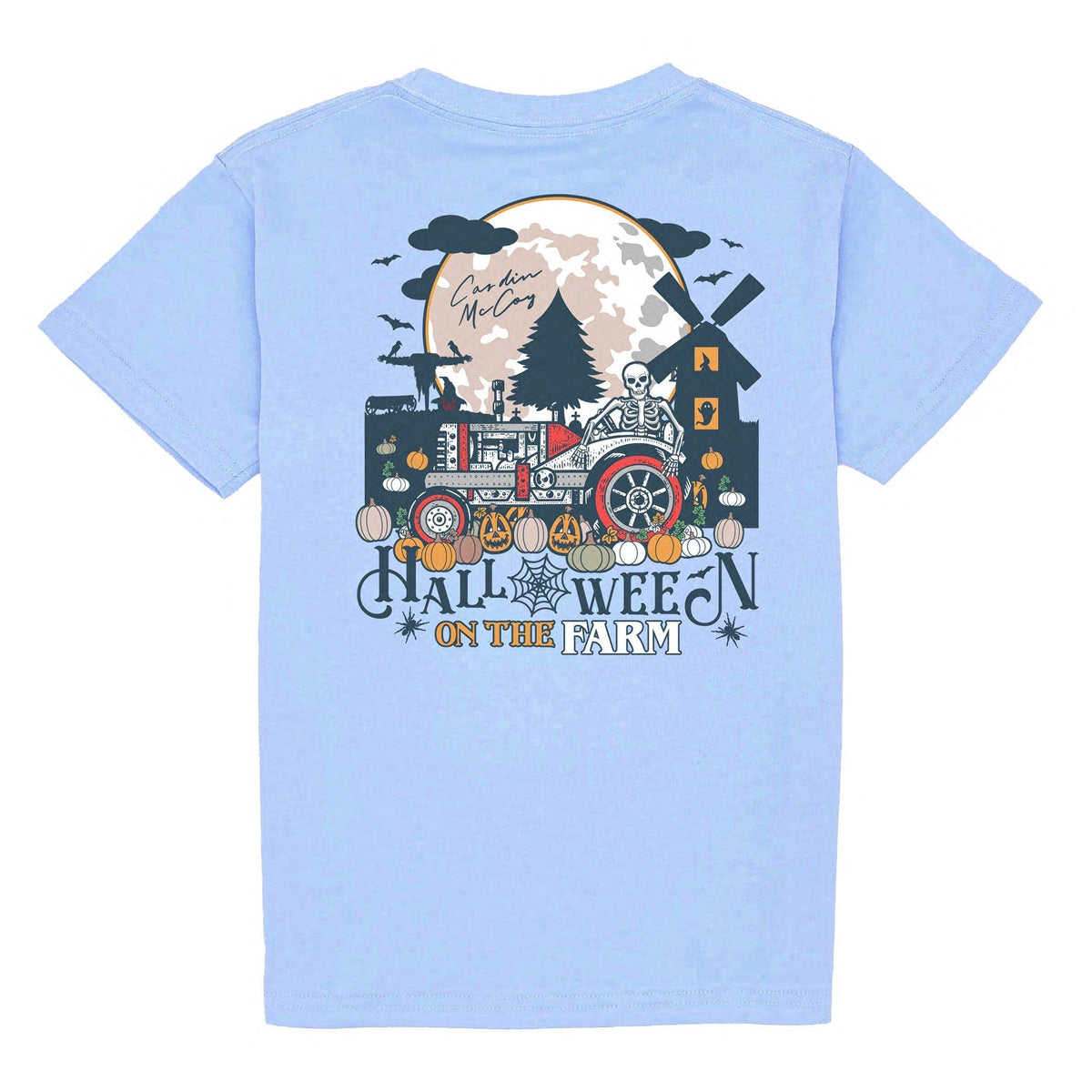 Kids' Halloween on the Farm Short Sleeve Pocket Tee Short Sleeve T-Shirt Cardin McCoy Light Blue XXS (2/3) 