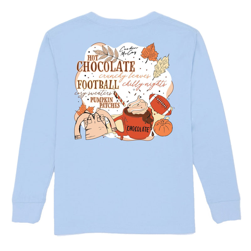 Kids' Hot Chocolate & Football Long Sleeve Pocket Tee Long Sleeve T-Shirt Cardin McCoy Light Blue XXS (2/3) 