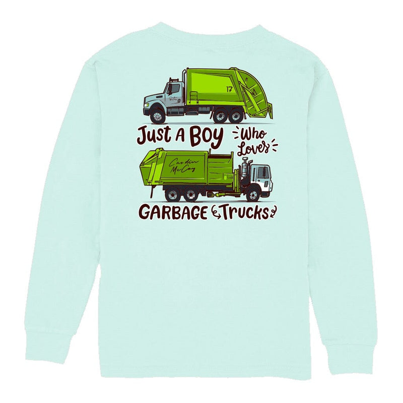 Kids' Loves Garbage Trucks Long Sleeve Pocket Tee Long Sleeve T-Shirt Cardin McCoy Blue Mint XXS (2/3) 