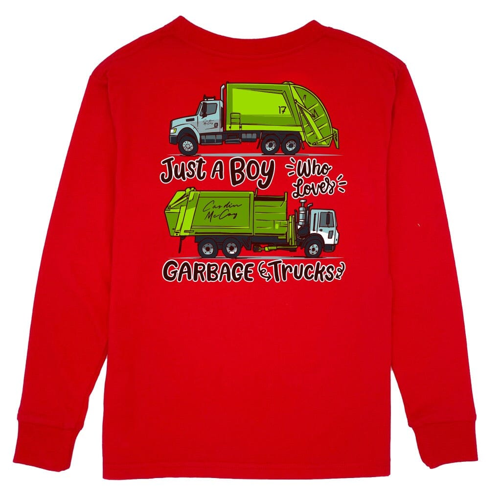 Kids' Loves Garbage Trucks Long Sleeve Pocket Tee Long Sleeve T-Shirt Cardin McCoy Red XXS (2/3) 