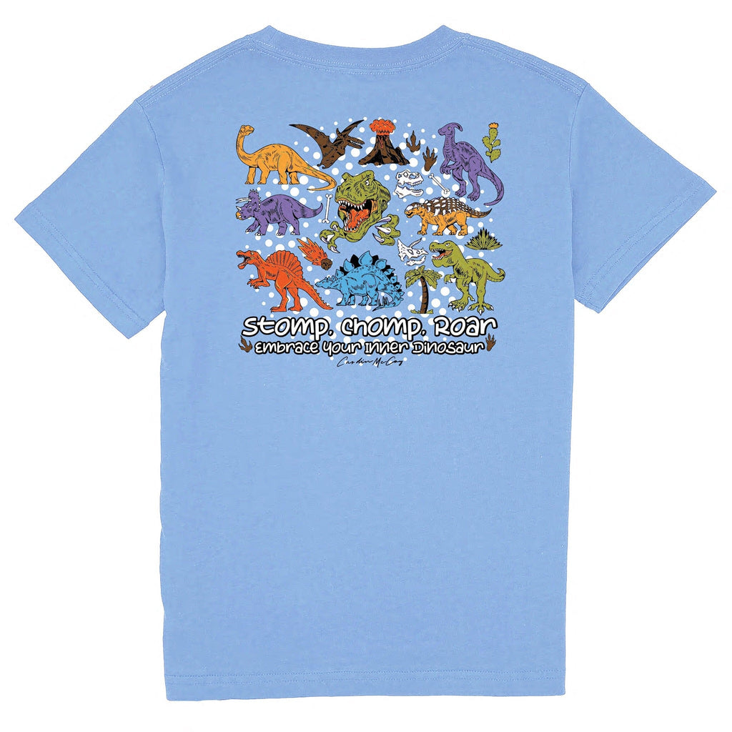 Kids' Stomp, Chomp, Roar Short Sleeve Pocket Tee Short Sleeve T-Shirt Cardin McCoy Carolina Blue XXS (2/3) 